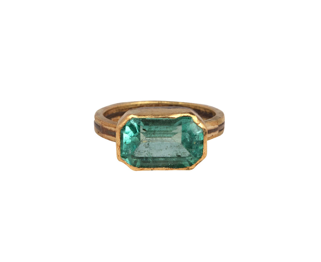 Yellow Gold Emerald & Diamond Heirloom Ring – KALLATI
